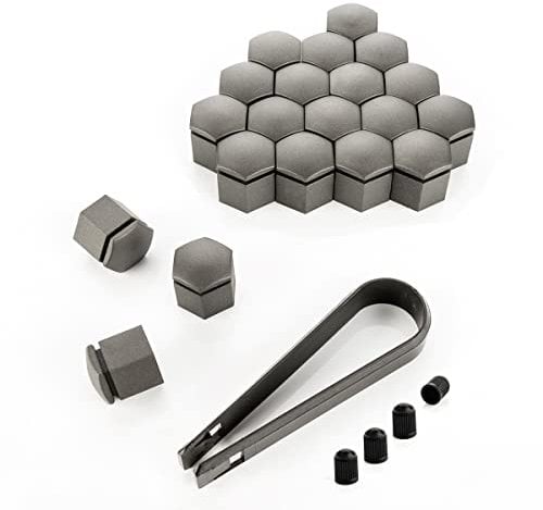 LST 20x Felgen Radschraube Abdeckkappen Sechskant Kappen Set 19 mm grau Matt