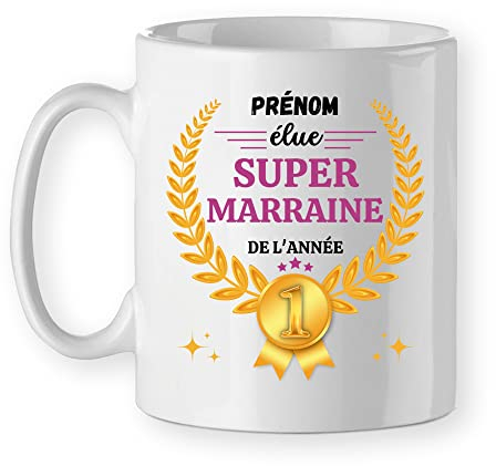 Mug super marraine de l'année tasse personnalisable idée cadeau Noël, anniversaire