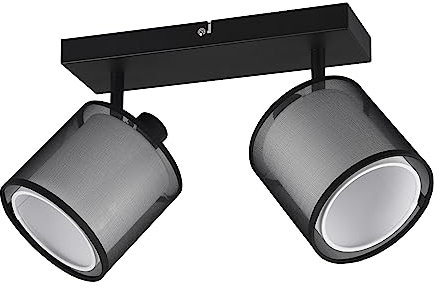 Trio Leuchten Deckenleuchte Burton 811400232, Metall Schwarz matt, Schirm Stoff weiß, exkl. 2x E14