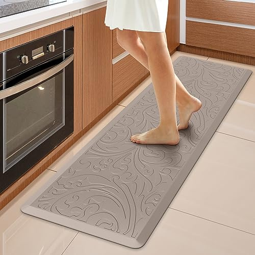 KMAT, Anti-Ermüdungsmatte, gepolstert, wasserdicht und rutschfest – ergonomische Stehmatte für Küche, Büro, Waschküche oder Schreibtisch, 44 cm × 71 cm, grau