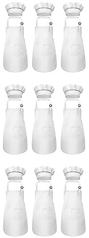 Rheross de 18 delantales infantiles y gorros de cocinero, delantal ajustable para cocina y pintura