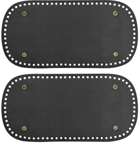 2 Stück Taschenboden zum Häkeln, PU Leder, Taschenformer, Kissenpolster, Taschenboden mit Löchern für Stricktaschen, Handtaschen, Herstellung von Umhängetaschen, DIY Zubehör, 30 x 15 cm, Schwarz