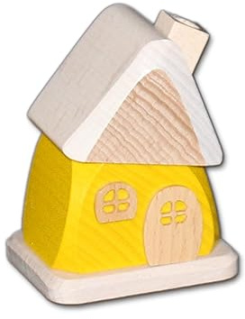 Holzwaren Egermann kleines Räucherhaus aus Holz - Hübsches Rauchhaus in der Farbe: Gelb - Maße: ca. 9 x 6 x 7 cm - Made in Germany