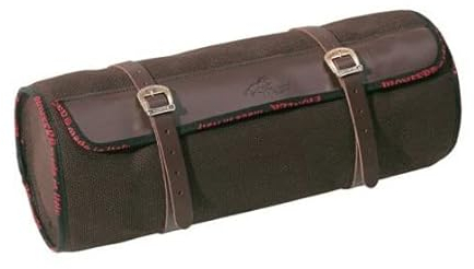 PIONEER Satteltaschen für Pferde aus Leder und Stoff – Ideal für Reiten, Trekking und Ausritte – Design für Hinten in Bananenform – Strapazierfähig und Bequem - Braun