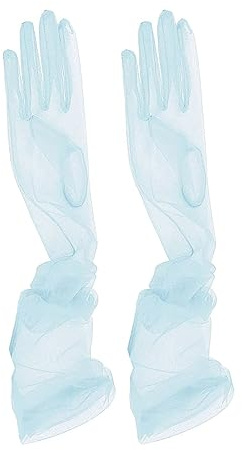 ZUYPSK DRHOM Braut Vollfinger Handschuhe Lange Hochzeit Arm Stulpen Brautstulpen aus Transparent Tüll Elegante Cocktail Party Ball Accessoires