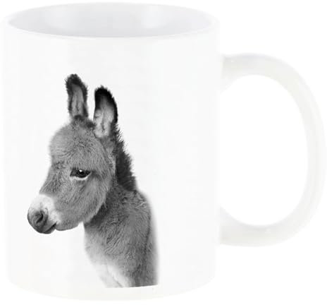 HTI-Living Esel Kaffeetasse 240 ml, Grau, Klassiker, Zuhause, Heißgetränke, Rund, Tierdruck, Wiederverwendbar, 1 stück