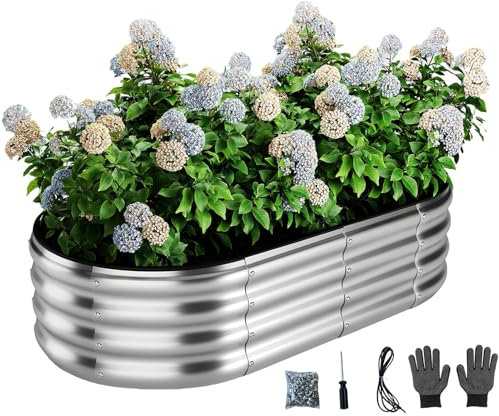 ZFHgarden Cama de jardín elevada, camas elevadas de 4 x 2 x 1 pies para jardinería al aire libre para verduras, flores, jardineras elevadas galvanizadas