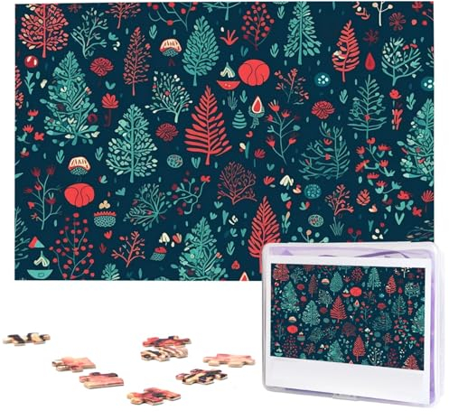 Puzzles 1000 Teile Weihnachtsbaum Muster Personalisierte Puzzles Fotos Puzzle für Familie Bilderpuzzle für Erwachsene Hochzeit Geburtstag Mini Bausteine Größe 75 x 50 cm