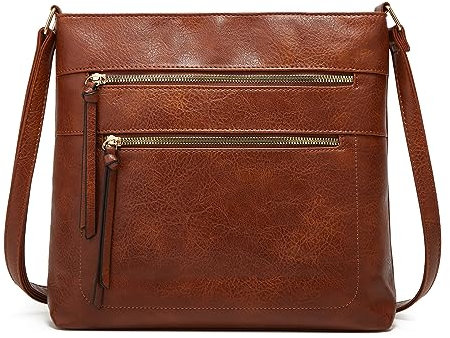 DOB SECHS dobsechs Damen Handtasche Umhängetasche aus PU Leder Schultertasche für Frauen Crossbody Bag mit verstellbarem Schultergurt,Braun