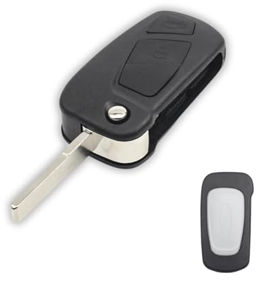 1neiSmartech Chiave 3 Tasti Compatibile con Ford Ka 2008-2016 RU8 MK2 MKII per Telecomando Auto con Guscio Lama Vano Batteria Placca Adesivo e Vite Senza Elettronica