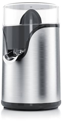Arendo - Zitruspresse elektrisch Edelstahl - 100 Watt - Zitronenpresse Orangenpresse Limettenpresse - Start-Stopp Automatik - großer und kleiner Presskegelaufsatz - Siebeinsatz - BPA frei