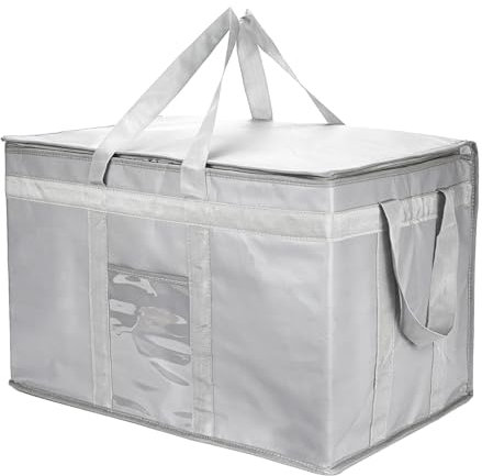 Yalin XXXL Large Insulated Cooler Bag, Styrofoam Cooler of Keep Food Hot or Cold, Reusable Double Zipper Food Delivery Bag for Grocery Shopping, 23 W x 15 H x 14 D (Grey, 3XL (Pro))