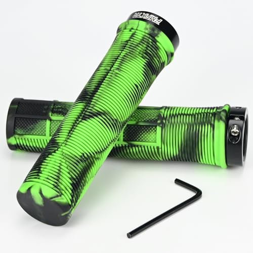 1 Paar Bike Lenker Griffe,Fahrradgriffe,rutschfeste Gummi Fahrrad Griff Griff mit Aluminium Lock,22mm Dämpfung Bike Handgriff,Ergonomisch Griffe Fahrradzubehör für Fahrrad MTB BMX (Grün)