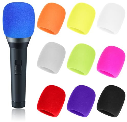 Sibba Pop Filter Microphone Foam 20 Pcs Windscreen Covers Disposable Mic Covering Reusable Pop Filters Microphones Accessories Head Pad Thick Handheld Stage Sponge Colorful Filter Cap