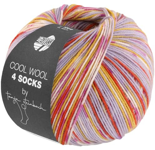 LANA GROSSA Cool Wool 4 Socks Print | Bedrucktes Merino-Sockengarn aus mehrfach verzwirnten Einzelfäden | Handstrickgarne aus 75% Schurwolle | 100g Wolle zum Stricken & Häkeln | 420m Garn FB 7208