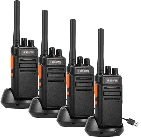 HESENATE HT66 Funkgerät, PMR446 Walkie Talkie Lizenzfreies Große Reichweite Woki Toki 16 Kanäle Funkgeräte Set Walky Talky Handfunkgerät VOX Scan mit USB C Ladestation (Schwarz, 4er Set)