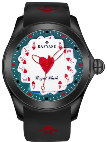 OBLVLO Kafyase Luxus-Sportuhren für Herren, schwarzes PVD-Zifferblatt, wasserdicht, Automatikuhr, Tigerball-Zifferblatt, Gummi, mechanische Uhr, KF-PR-05, Modern