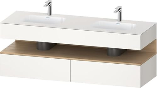 Duravit Qatego Einbauwaschtisch mit Konsolenwaschtischunterbau, 1600x550x600mm, Nische Eiche Natur, Doppelwaschtisch, QA4797030840010, Farbe: Weiß