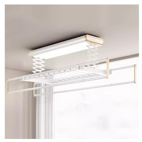 WADRBSW Tendedero eléctrico de Techo con Control automático de elevación, Percha para balcón, Percha para Ropa de Montaje Superior para el hogar (Color: Dorado) To Pursue Happiness