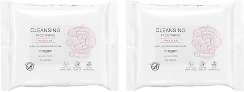 by Amazon Face Cleansing Wipes with Micellar, Make-up remover, Fragranced, 25 Wipes (Pack of 2)