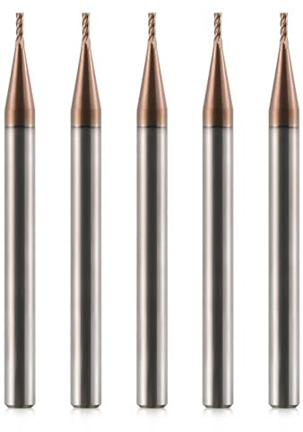 5 Stück VHM Fräser 1mm Schaftfräser Hartmetal, AlTiN beschichtet 55 HRC 4 Schneiden, bohren, fräsen, schlichten, eintauchen, CNC, Wolframkarbid