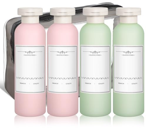 ElevateTech 4Pcs Travel Bottles for Toiletries Leak Proof Travel Shampoo Bring Storage Bag Bottles Travel Size Containers Refillable Liquid Travel Accessories Shampoo Conditioner Lotion Shower Gel