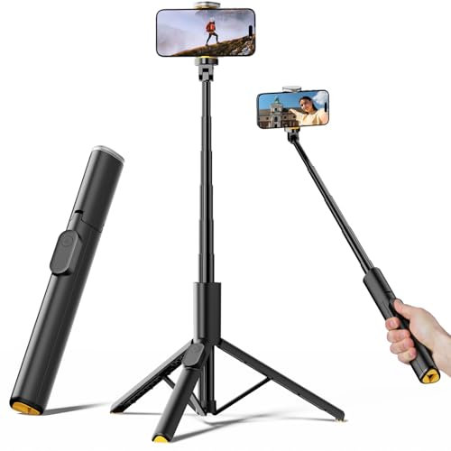 TODI Selfie Stick Tripod for iPhone, 60 Lightweight Phone Tripod Stand with Wireless Remote, Extendable Selfie Stick for iPhone, All-in-1, Compatible with iPhone/Android