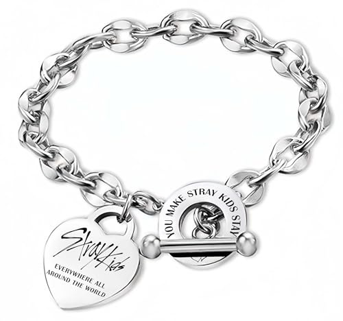 SOSAYI Stray-armband i rostfritt stål, Skzoo-hänge, armband, Stray unisex silverarmband med 1 SKZ 3D-klistermärken och 2 SKZ Photocard, Kpop fanartiklar, gåva för Stay