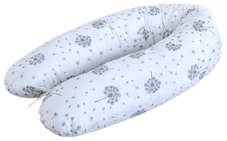 LOOLAY Schwangerschaftskissen - Stillkissen 170 cm - Seitenschläferkissen 100% Baumwolle - mit Abnehmbarem Bezug - Schwanger Kissen für Schlafen (Pastelblume Weiß)