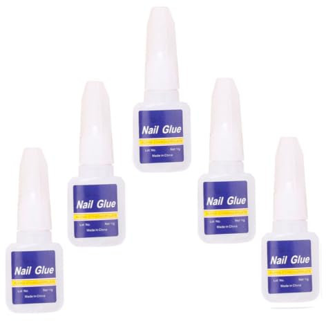 GANAZONO 5 Pièces Colle Pour Ongles à Appliquer Au Pinceau Lot De Colle à Ongles Pour Acrylique Et Réparation Des Cassés