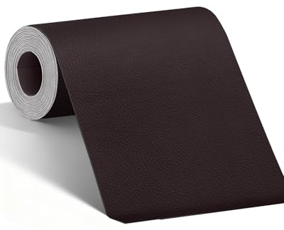 BOUYEER Leder Reparatur Set Dunkelbraun, 60x180 cm Kunstleder Selbstklebend, Umweltfreundliche & Geruchsfrei Kunstleder Reparaturset, Möbel/Sofa/Autositze/Taschen/Renovierung, Dunkelbraun