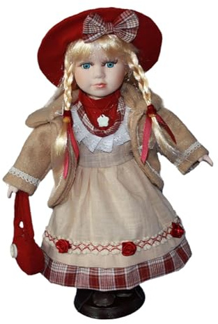 Sammlerstück, Viktorianische Porzellanpuppe, Keramikpuppe, Schöne Kleidung,