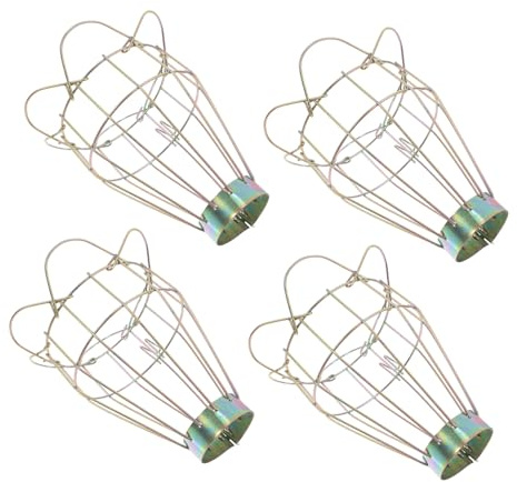 DIYEAH 4pcs Vintage Metal Lamp Bulb Guard Clamp Industrial Light Cage with Finish Protective and Decorative Hanging Lampshades for Home Bar Cafe Decor