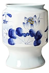 UPJAKS Dekorativ Blau-weißer Blumentopf aus Porzellan mit Drainageloch, Jingdezhen Keramik, dekorativer, Lotusteichlandschaft, Retro-Übertopf Pflanzkübel
