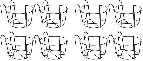 Yoiimiya 8 Pièces Garde-Corps Suspendus Jardinières Porte-Pots de Fleurs Plante Fer Supports Clôture Métal en Pot Support Monté Balcon Paniers