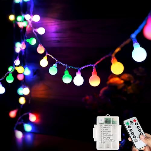 60LED Battery Fairy Lights with Remote Control/Timer - 7M/23FT 8 Modes String Lights Battery Operated for Indoor, Outdoor, Christmas(Multi-Coloured)