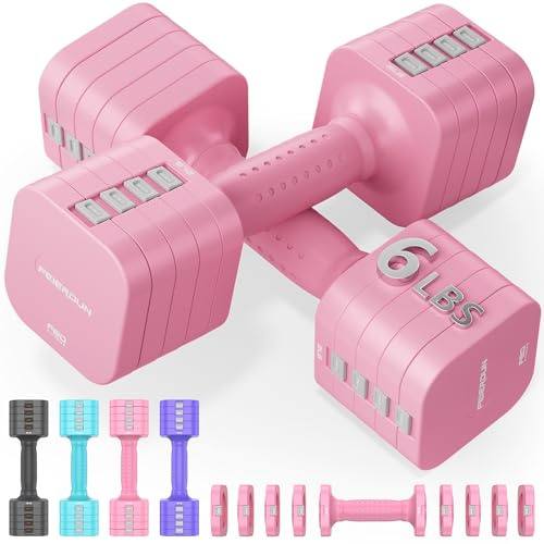 FEIERDUN Justerbar Hantel Set Med 2, Vardera 4,5 kg / 2,7kg | Dumbbell set för kvinnor och män, Dubbelt låsskydd, Installera och ta bort hantelplattor, Mångsidiga handvikter för hemmagym