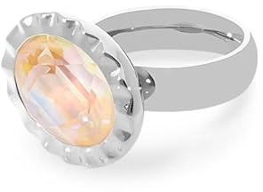 Qudo TIVOLA UNICA big silber Ring Edelstahl cream (ivory cream delite) (58 (19))