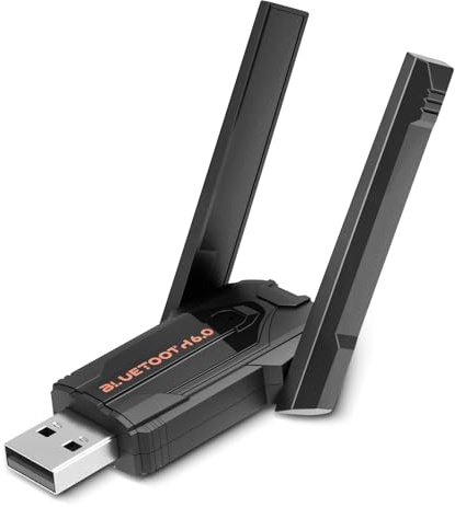Bluetooth 6.0 Adapter für PC,USB Bluetooth Dongle Stick für Laptop Desktop Computer Maus Headset Tastatur,Niedrige Latenz,5 Geräte Gleichzeitig,Plug & Play für Windows 11/10/8.1,Einstellbare Antenne