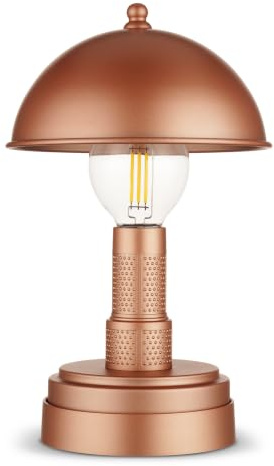 REV Kabellose Tischlampe CLASSIC, dimmbar, 65 Lumen, warmweiß, kupfer | Dekorative Pilzlampe aus Metall & Kunststoff | ideal für Wohn-, Schlaf- & Arbeitszimmer