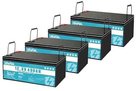 Rechargeable Battery, liFePO4 battery 48V 400Ah lithium iron phosphate leisure battery,equipped 400A-BMS,lifespan exceeding 8 years,suitable for camping, etc.（4pcs 12.8V 400AH）