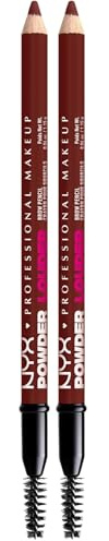 NYX Professional Makeup Augenbrauenstift, Powder Louder Brow Pencil, Mit voluminisierendem Mikrofiber für voller aussehende Augenbrauen, Vegane Formel, Farbton: Black Cherry (Packung mit 2)