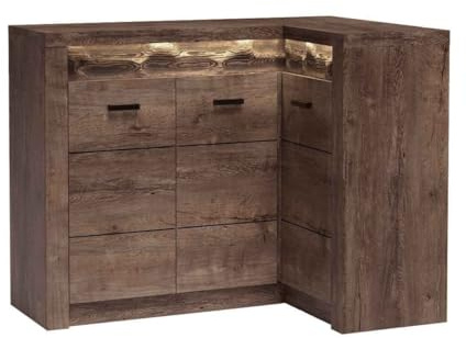 Masseno Kommode ZERI 131 cm Sideboard mit Schubladen und 3 Türen für Wohnzimmer Schlafzimmer Modern 131x42x103,5 cm Braun