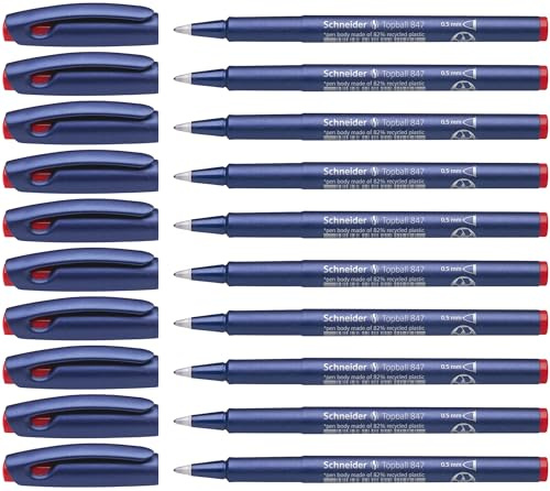 Schneider Topball 847 Tintenroller (Kunststoffspitze, 0,5 mm) 10er Packung rot