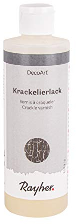 RAYHER HOBBY 38027000 Krakelierlack, Flasche , Reißlack-Technik, für Vintage- und Antikeffekte, Crackle Medium, farblos, 235 ml, Nicht Zutreffend