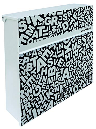 ARREGUI Plate E6512 Boîte aux Lettres en Acier avec sérigraphie « Words », Taille L (Magazine, enveloppe C4), Grande capacité, Serrure Protégée, Boîte aux Lettres Murale, Anti-Pluie, Blanc