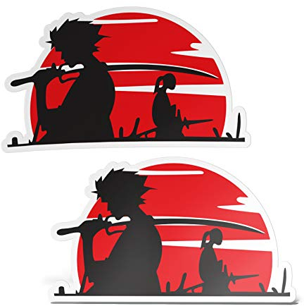 erreinge Aufkleber X2 Japan Samurai Anime Manga Shaped Adhesive PVC für Abziehbild Tapete Auto Moto Helmet Camper Laptop - 35 cm