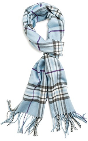 VERONZ Superweicher, klassischer Winterschal mit Kaschmir-Haptik, Blau kariert, 72x12