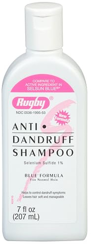 Rugby Selenium Sulfide Anti-Dandruff Shampoo - Blue Formula for Normal Hair - 7 Oz (1-Pack)