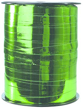 Clairefontaine 602050C Spule Geschenkband (mit Metalleffekt, 250 m x 7,5 mm, ideal für Ihre Geschenke und Bastelprojekte) 1 Stück grün